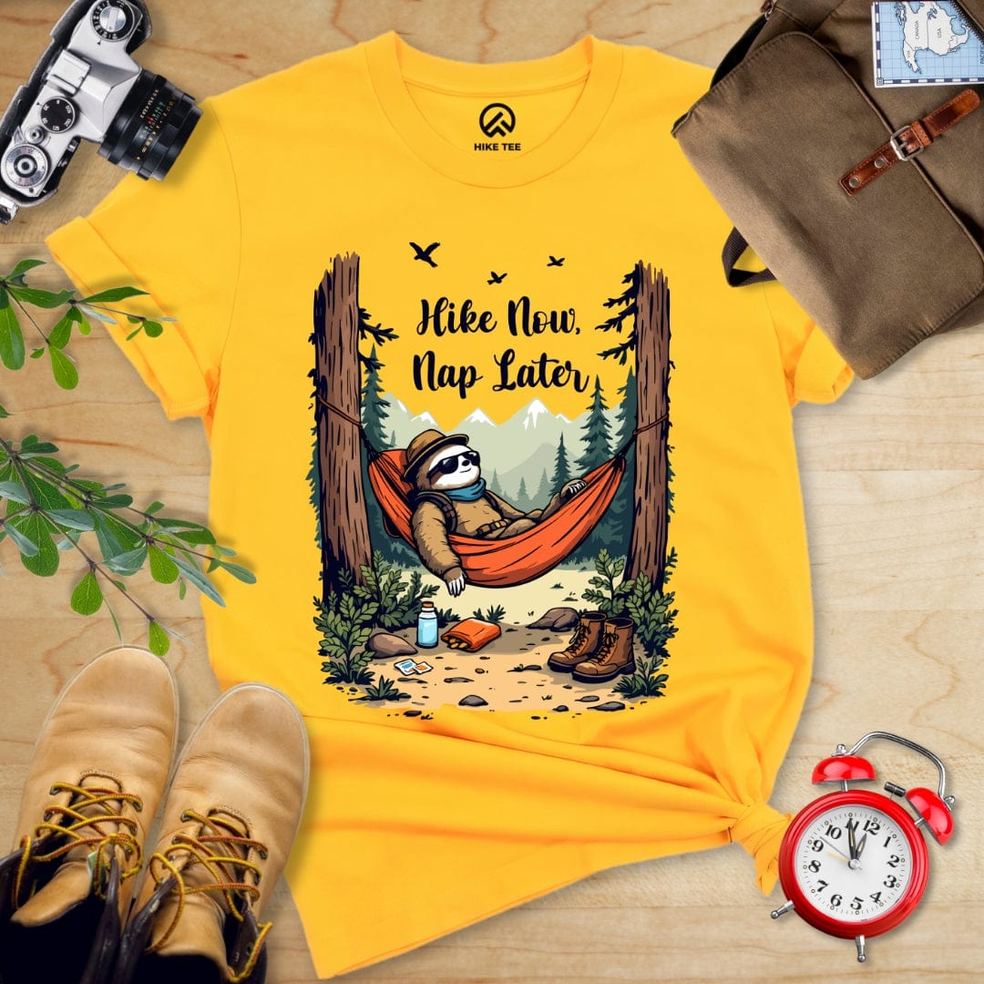 Hike Tee T-Shirt Gold / S Hike Now, Nap Later Shirt