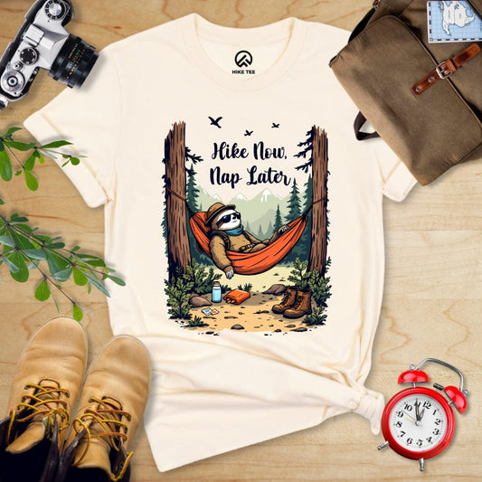 Hike Tee T-Shirt Natural / S Hike Now, Nap Later Shirt