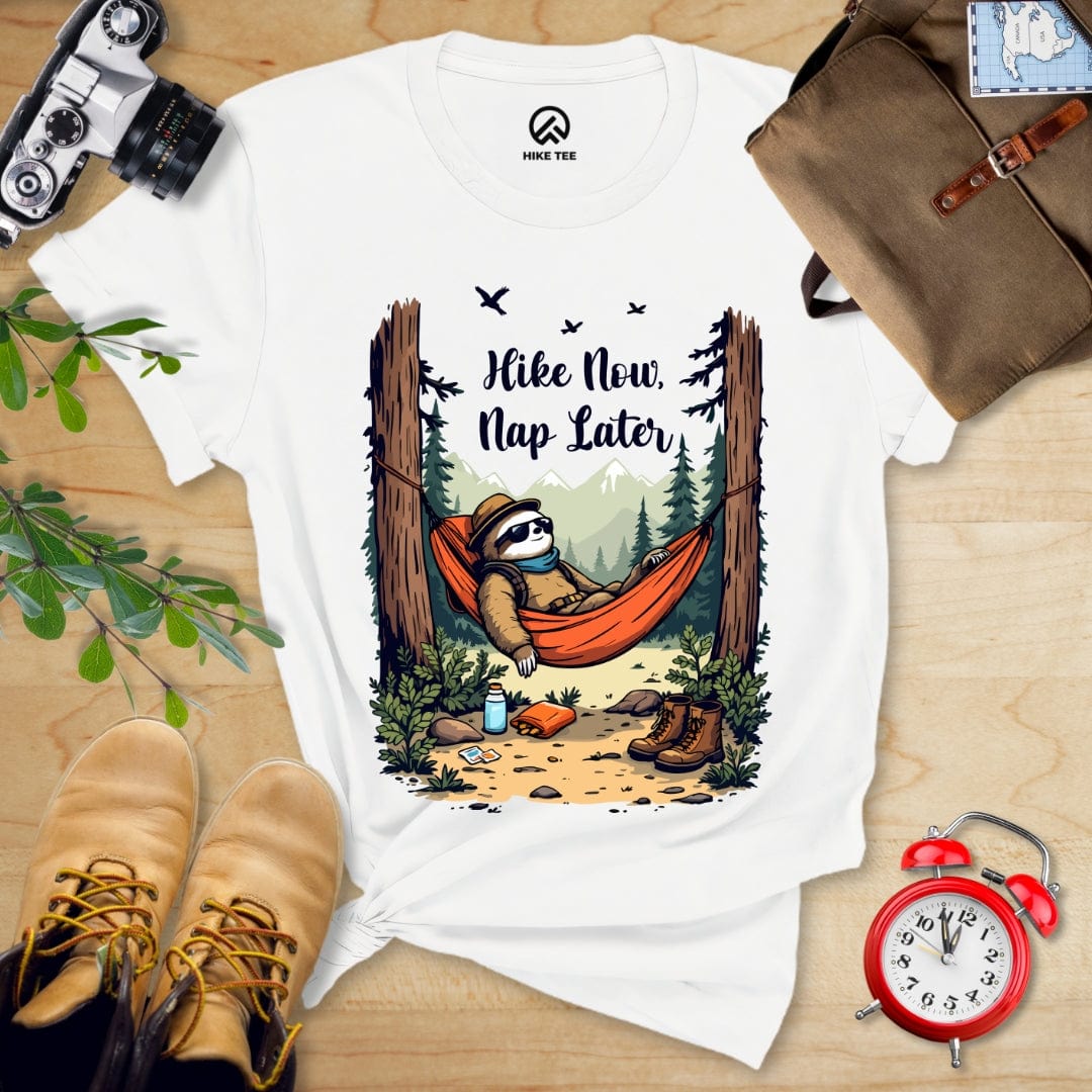 Hike Tee T-Shirt White / S Hike Now, Nap Later Shirt