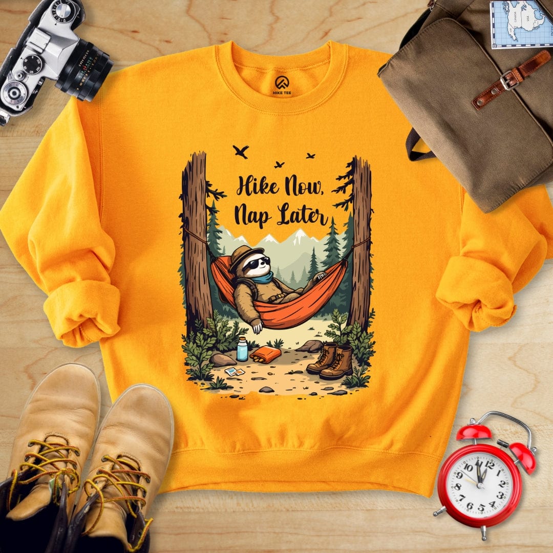 Hike Tee Sweatshirt Gold / S Hike Now, Nap Later Sweatshirt