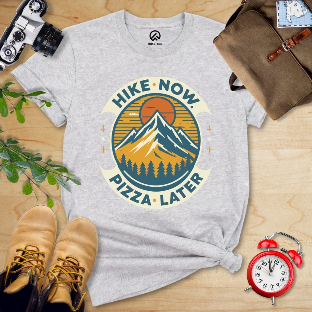 Hike Tee T-Shirt Athletic Heather / S Hike Now Pizza Later Shirt