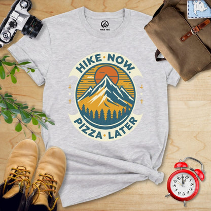 Hike Tee T-Shirt Athletic Heather / S Hike Now Pizza Later Shirt