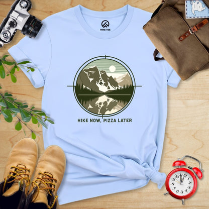 Hike Tee T-Shirt Baby Blue / S Hike Now Pizza Later Shirt