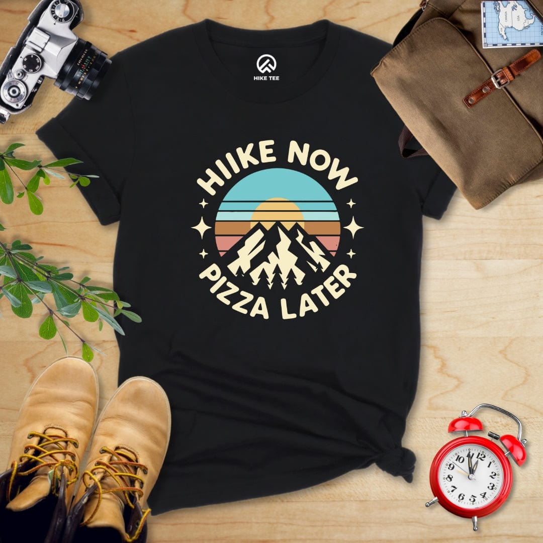 Hike Tee T-Shirt Black / S Hike Now Pizza Later Shirt