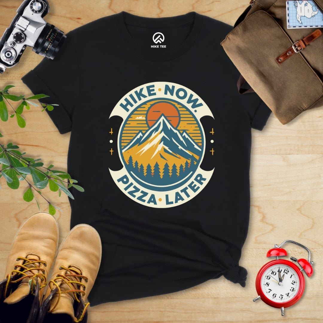 Hike Tee T-Shirt Black / S Hike Now Pizza Later Shirt
