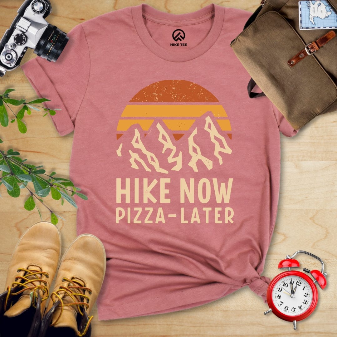 Hike Tee T-Shirt Heather Mauve / S Hike Now Pizza Later Shirt