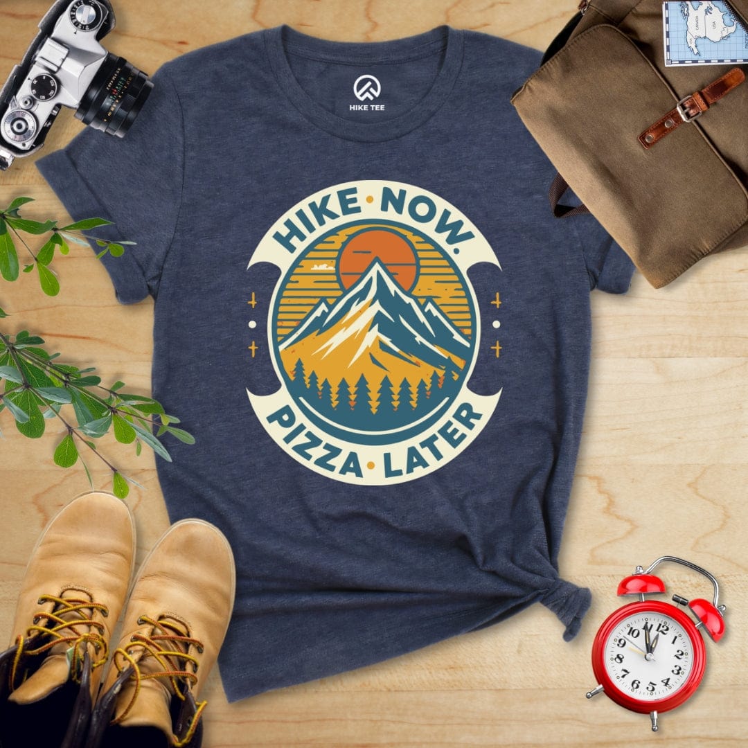 Hike Tee T-Shirt Heather Navy / S Hike Now Pizza Later Shirt