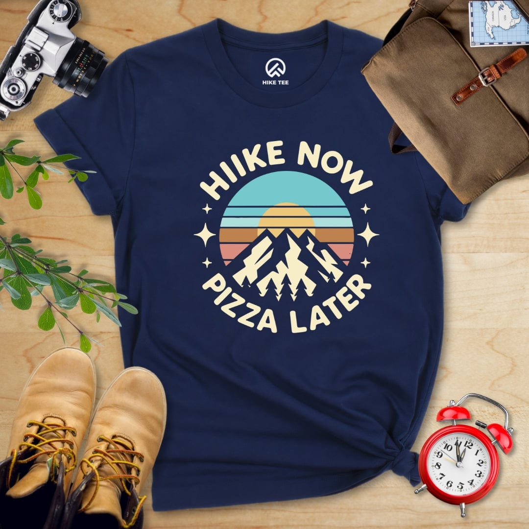 Hike Tee T-Shirt Navy / S Hike Now Pizza Later Shirt