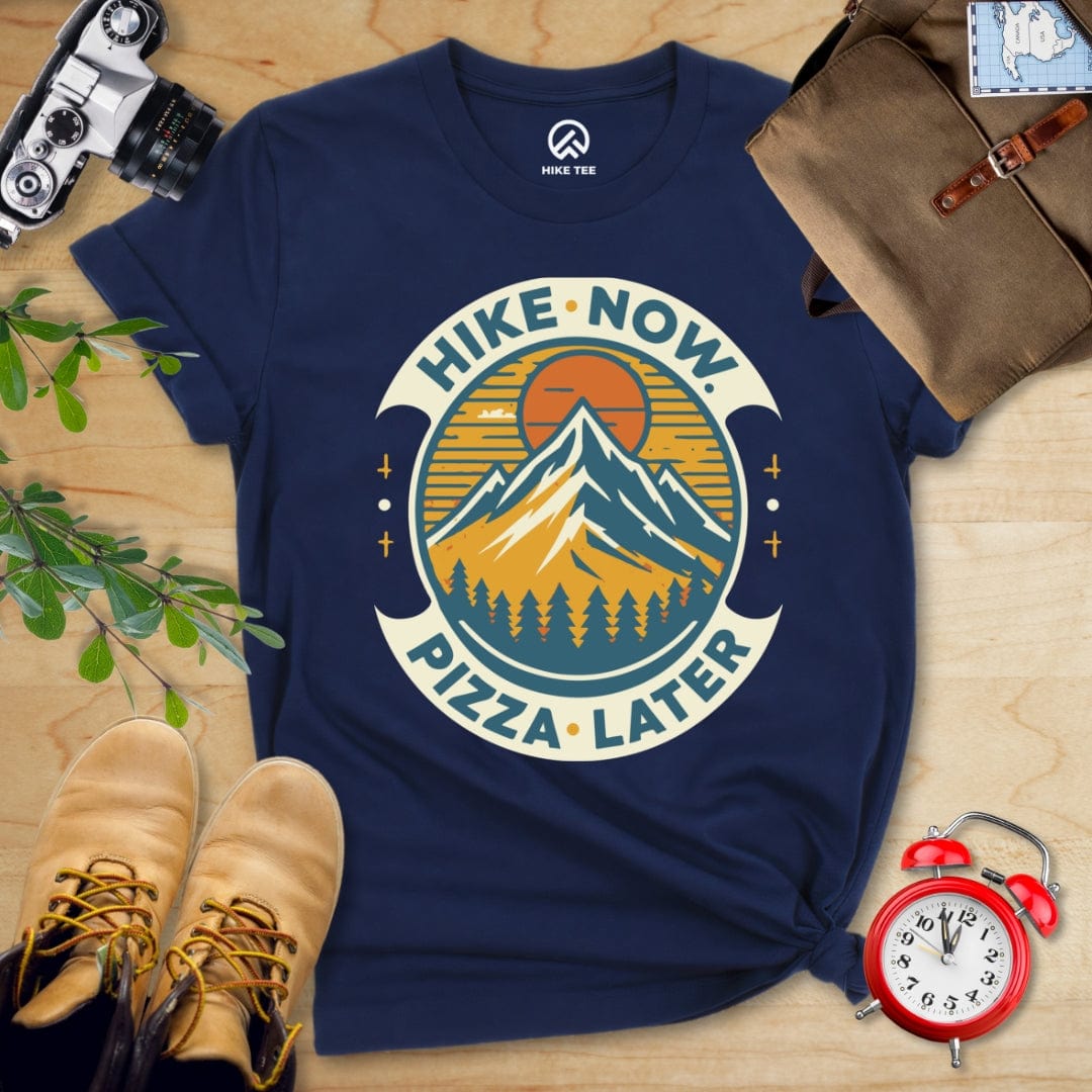 Hike Tee T-Shirt Navy / S Hike Now Pizza Later Shirt