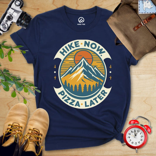 Hike Tee T-Shirt Navy / S Hike Now Pizza Later Shirt