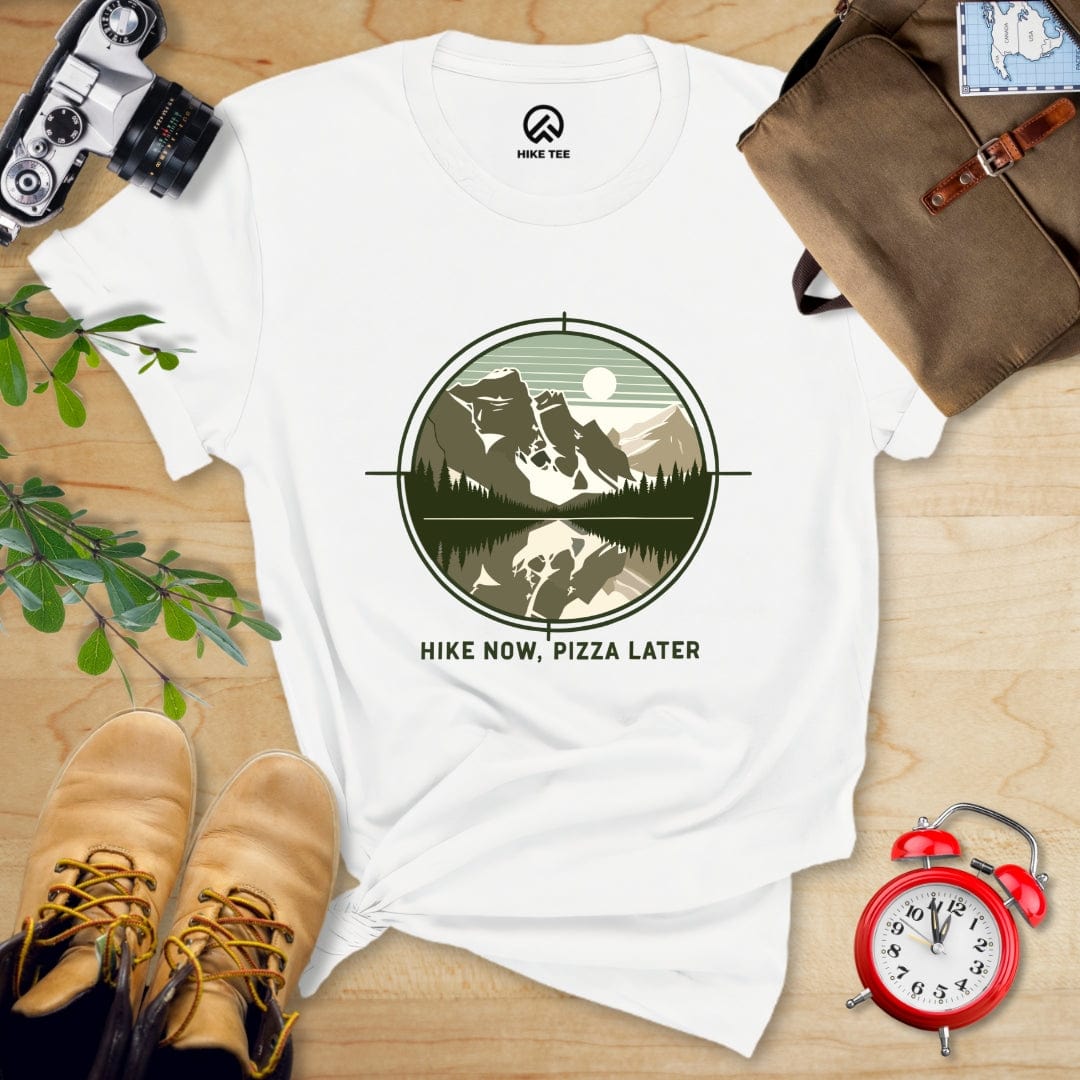 Hike Tee T-Shirt White / S Hike Now Pizza Later Shirt