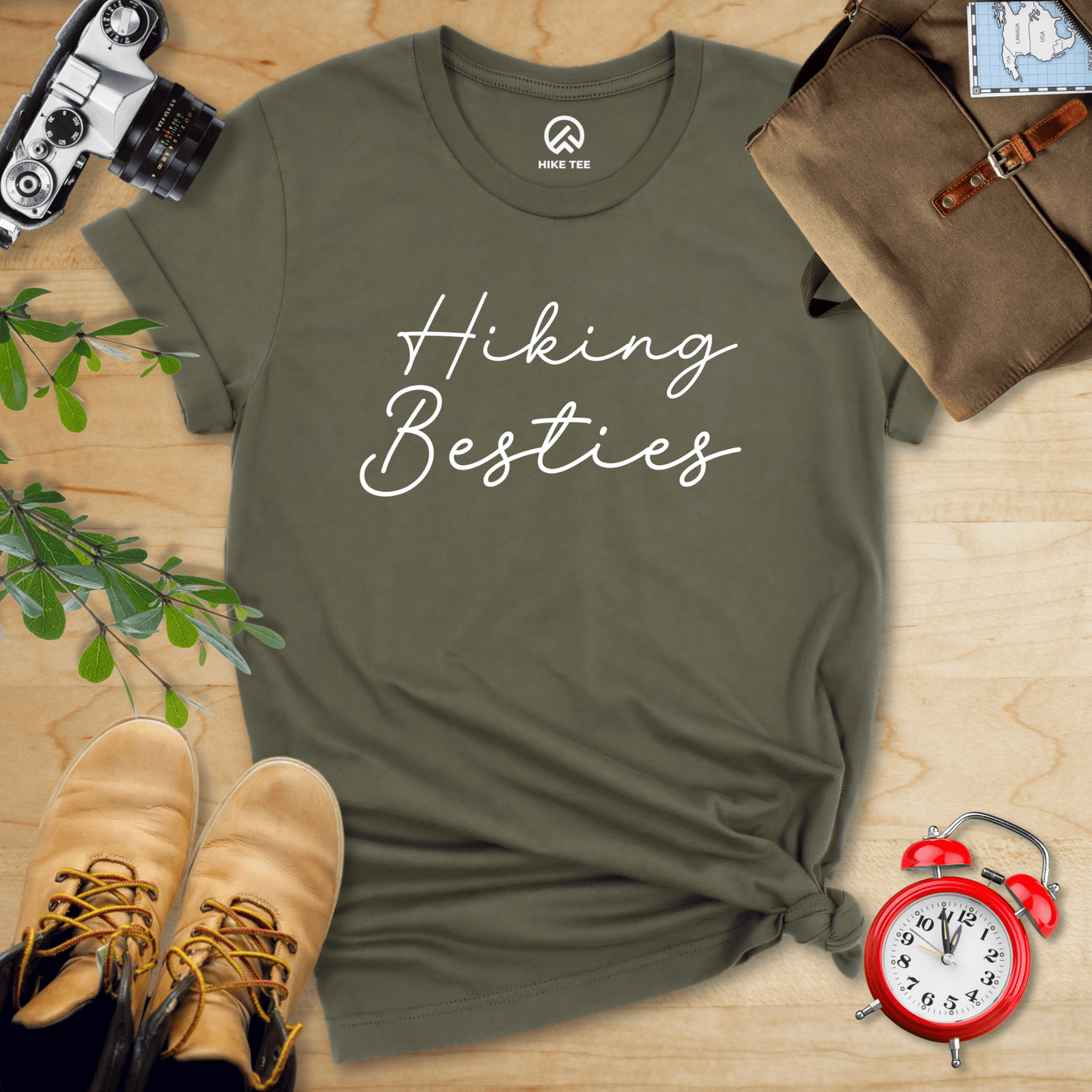 Hike Tee T-Shirt Military Green / S Hiking Besties Shirt
