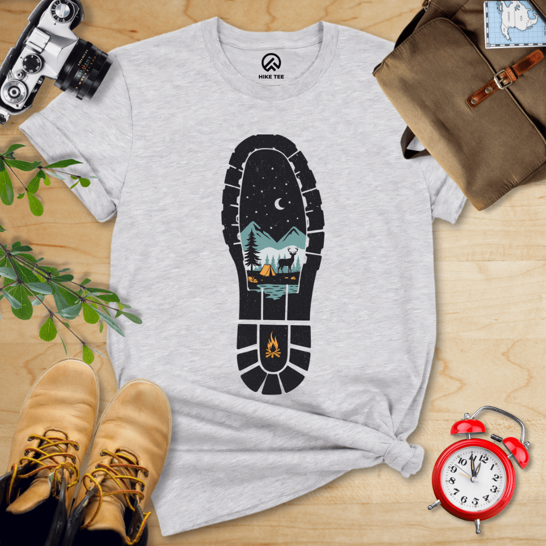 Hike Tee T-Shirt Athletic Heather / S Hiking Boot Print Shirt