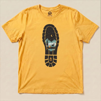 Hiking Boot Print Shirt Hike Tee T-Shirt Gold / S
