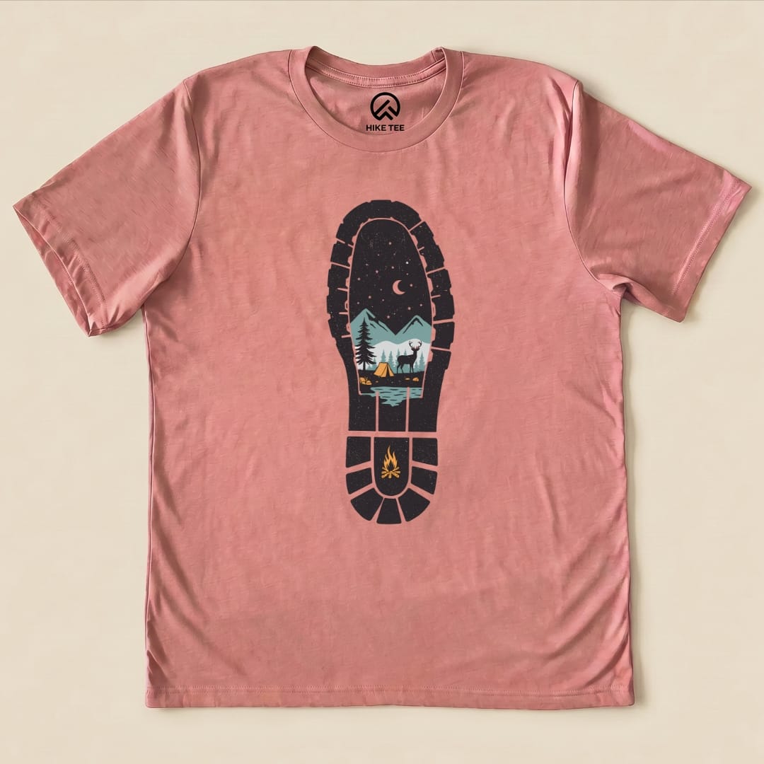 Hiking Boot Print Shirt Hike Tee T-Shirt Heather Mauve / S