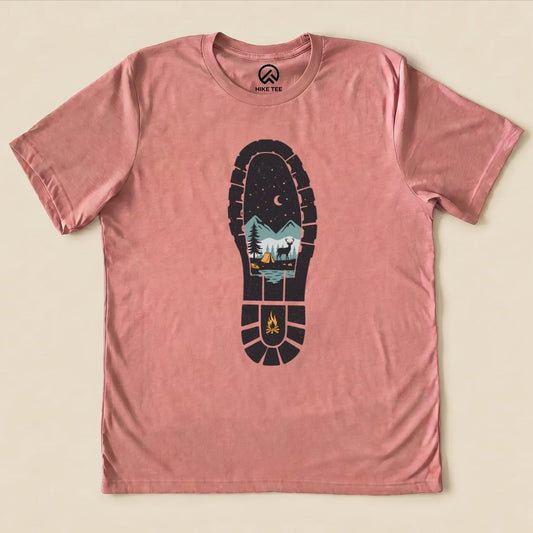 Hiking Boot Print Shirt Hike Tee T-Shirt Heather Mauve / S