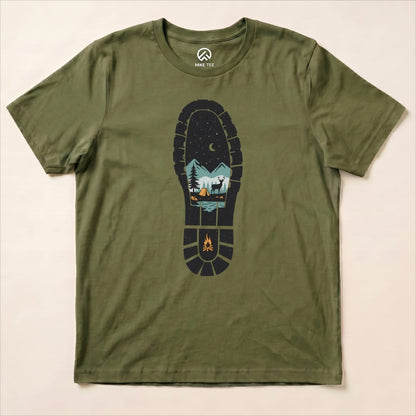 Hiking Boot Print Shirt Hike Tee T-Shirt Military Green / S