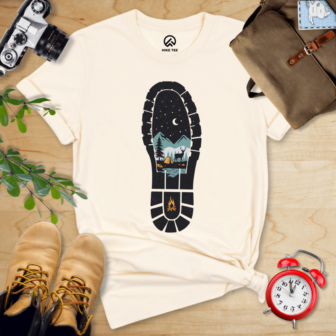 Hike Tee T-Shirt Natural / S Hiking Boot Print Shirt