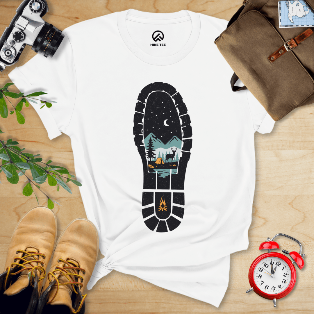 Hike Tee T-Shirt White / S Hiking Boot Print Shirt