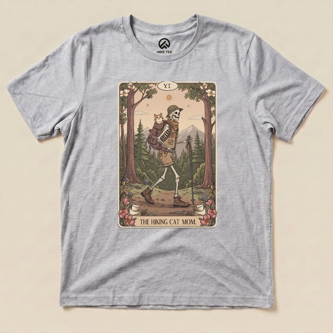 Hike Tee T-Shirt Athletic Heather / S Hiking Cat Mom Tarrot Card Shirt