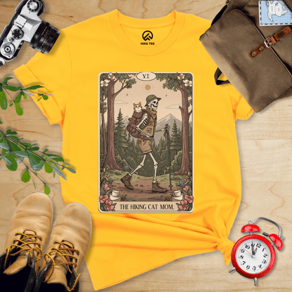 Hike Tee T-Shirt Gold / S Hiking Cat Mom Tarrot Card Shirt
