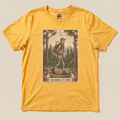 Hike Tee T-Shirt Gold / S Hiking Cat Mom Tarrot Card Shirt