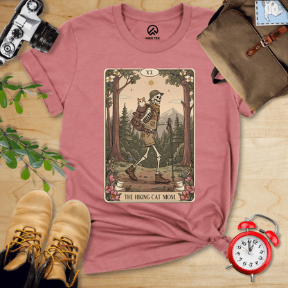Hike Tee T-Shirt Heather Mauve / S Hiking Cat Mom Tarrot Card Shirt