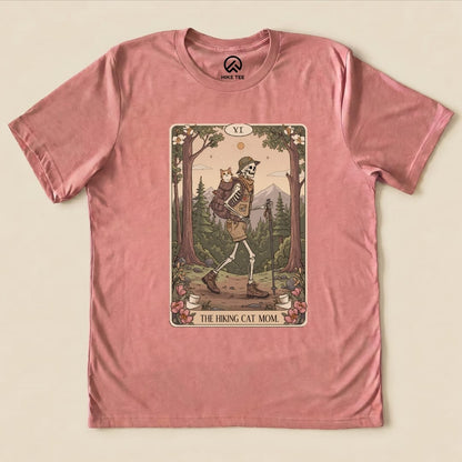 Hike Tee T-Shirt Heather Mauve / S Hiking Cat Mom Tarrot Card Shirt