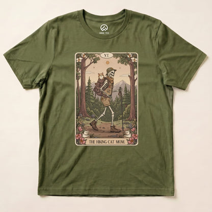 Hike Tee T-Shirt Military Green / S Hiking Cat Mom Tarrot Card Shirt