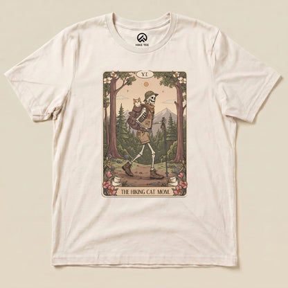 Hike Tee T-Shirt Natural / S Hiking Cat Mom Tarrot Card Shirt
