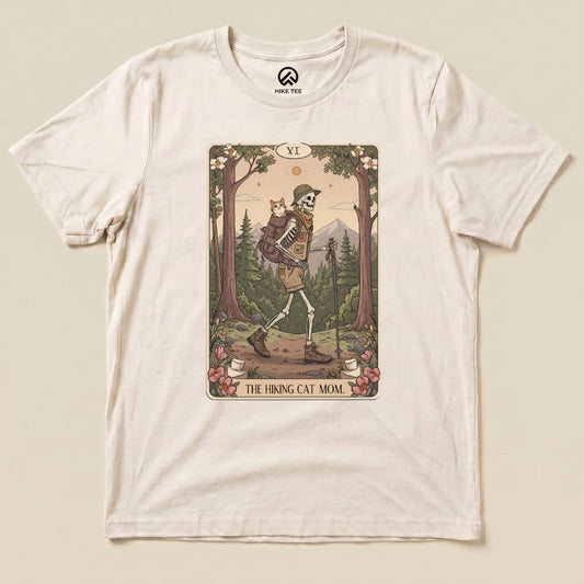 Hike Tee T-Shirt Natural / S Hiking Cat Mom Tarrot Card Shirt