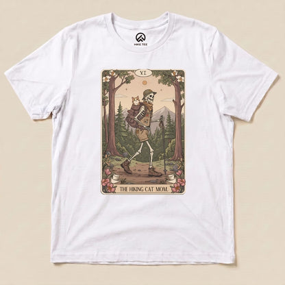Hike Tee T-Shirt White / S Hiking Cat Mom Tarrot Card Shirt