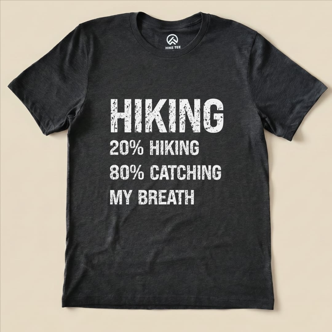 Hiking Catching Breath Shirt Hike Tee T-Shirt Dark Grey Heather / S