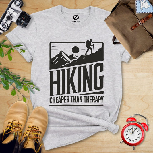 Hike Tee T-Shirt Athletic Heather / S Hiking Cheaper Than Therapy Shirt