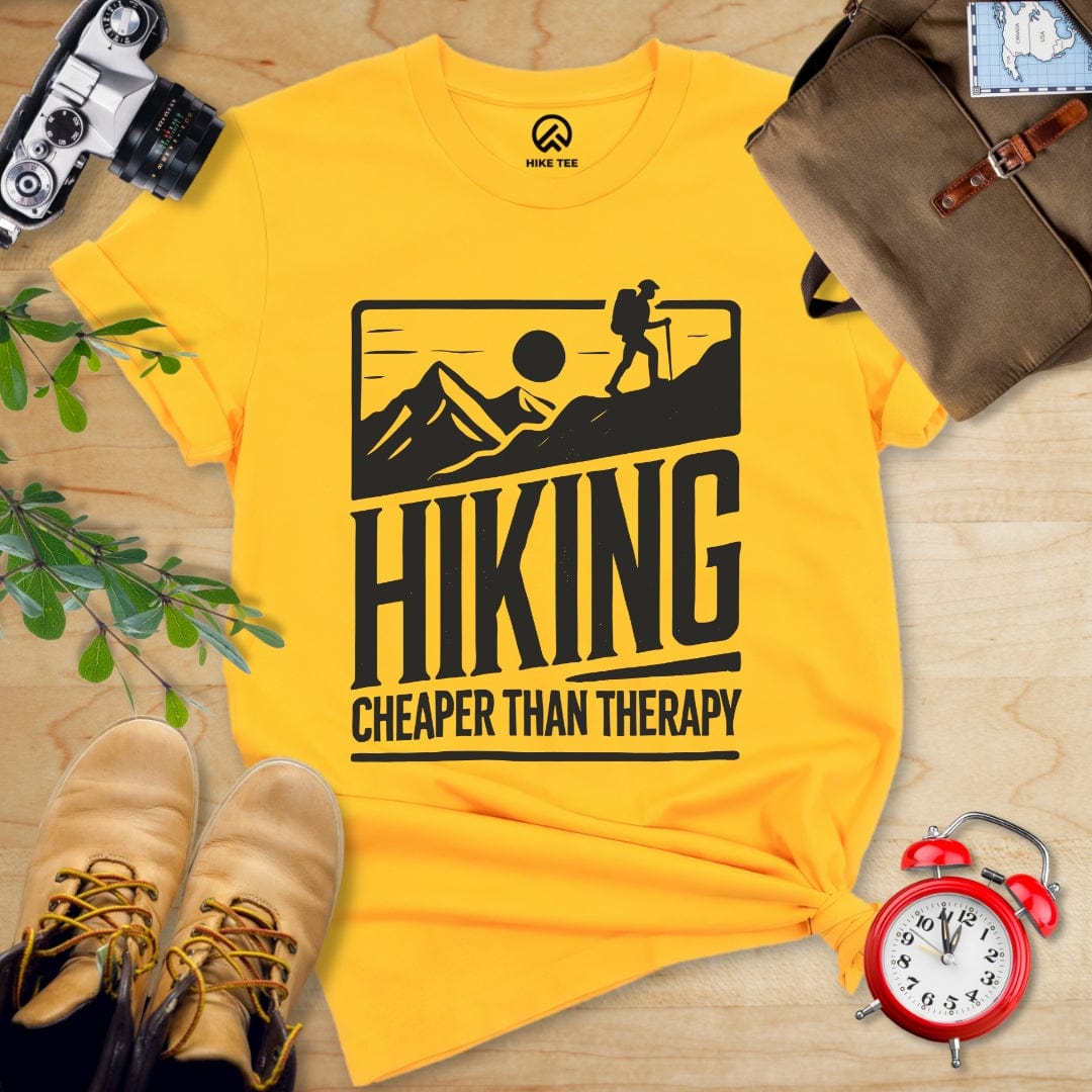 Hike Tee T-Shirt Gold / S Hiking Cheaper Than Therapy Shirt