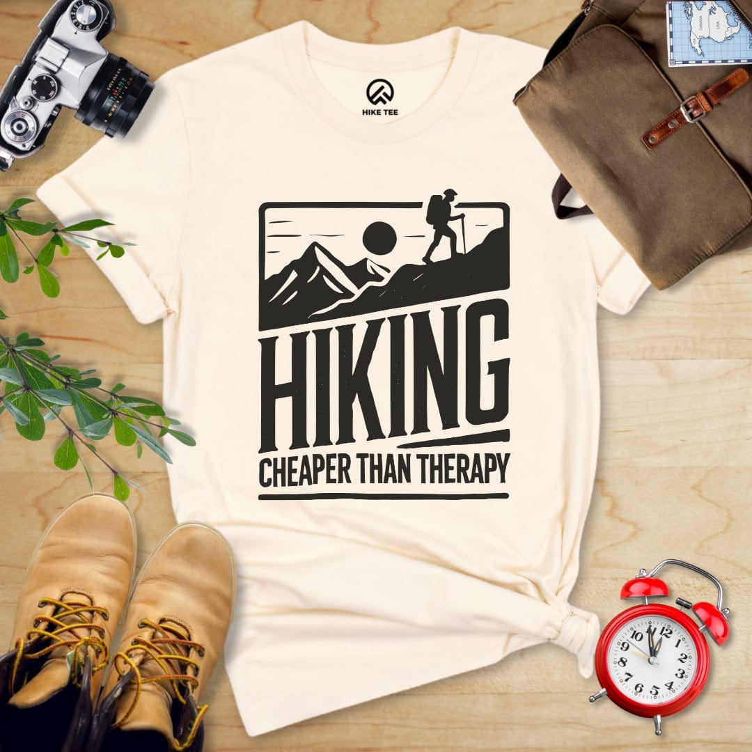 Hike Tee T-Shirt Natural / S Hiking Cheaper Than Therapy Shirt