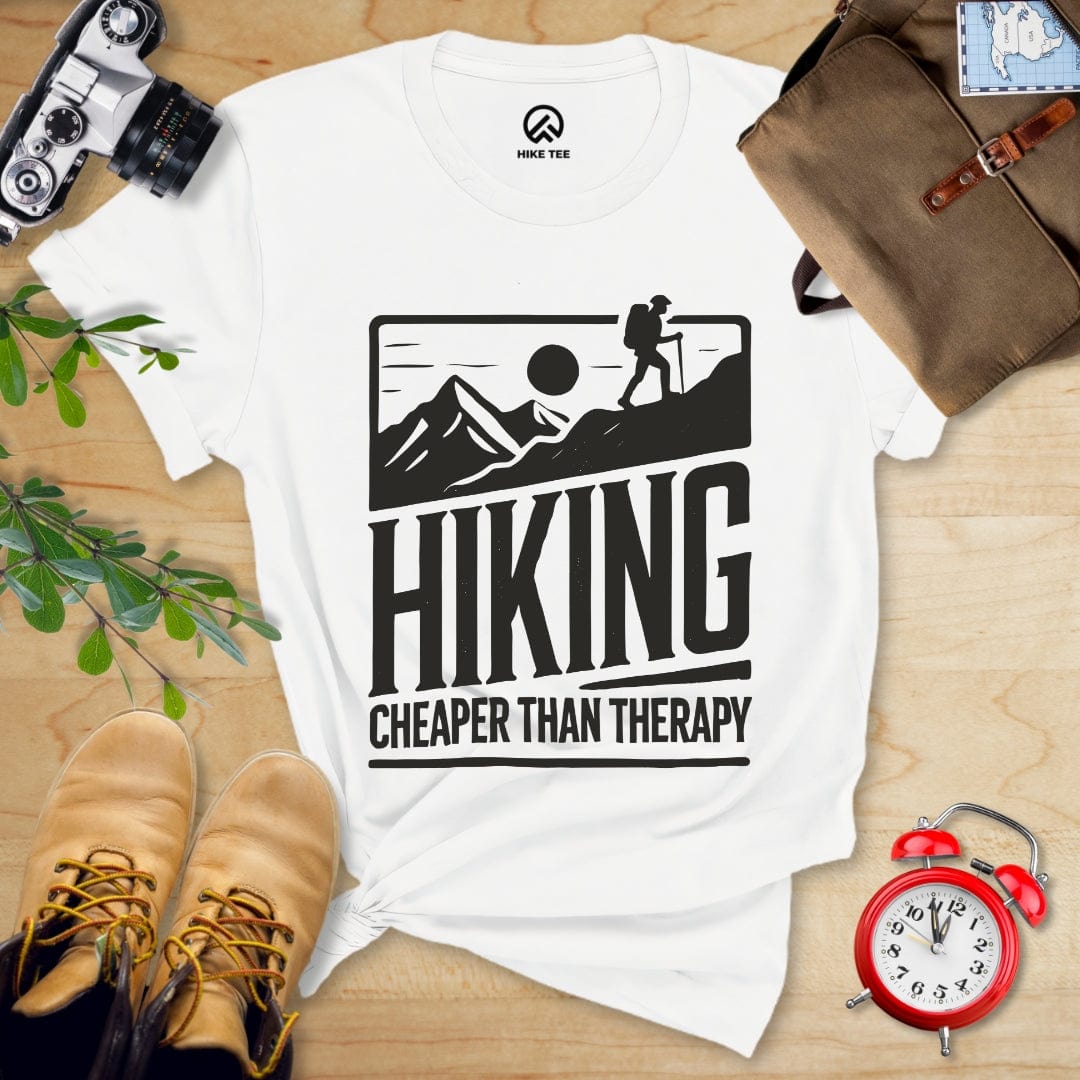 Hike Tee T-Shirt White / S Hiking Cheaper Than Therapy Shirt