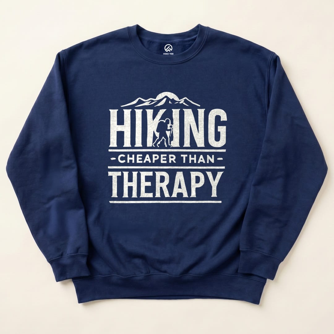 Hiking Cheaper Than Therapy Sweatshirt - Navy