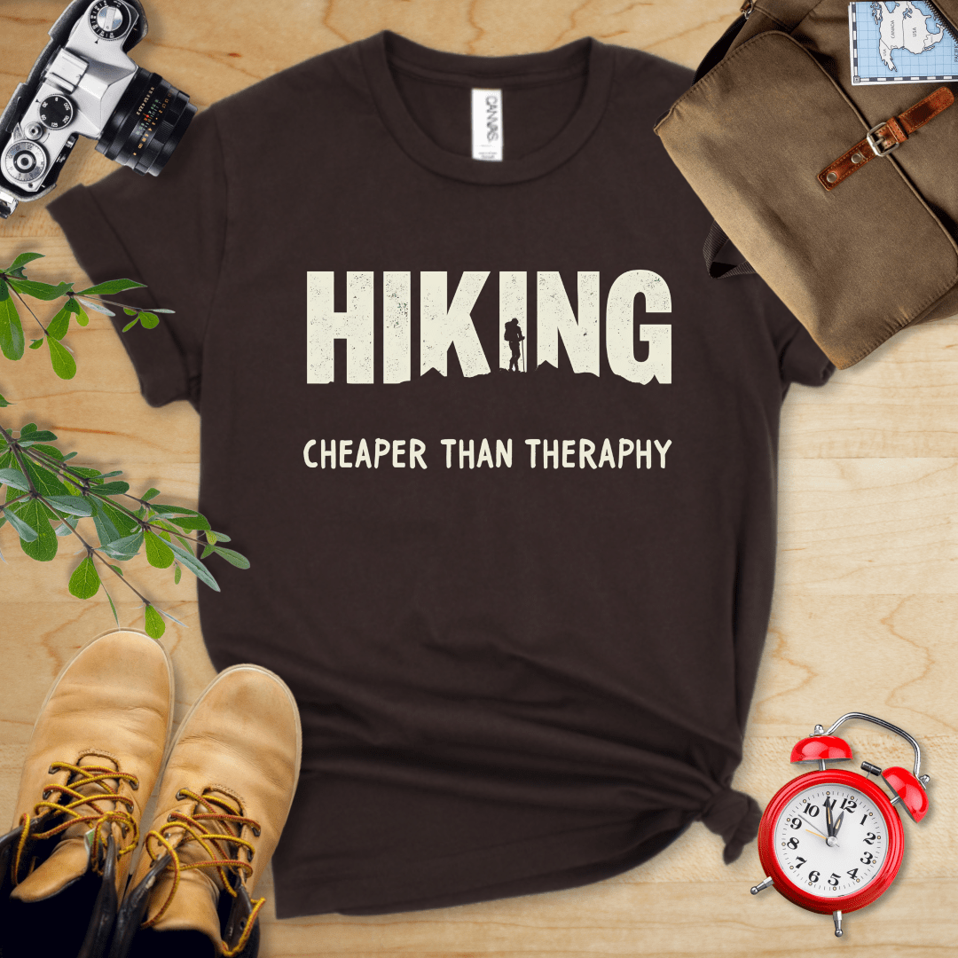 Printify T-Shirt Brown / S Hiking - Cheaper Than Therapy