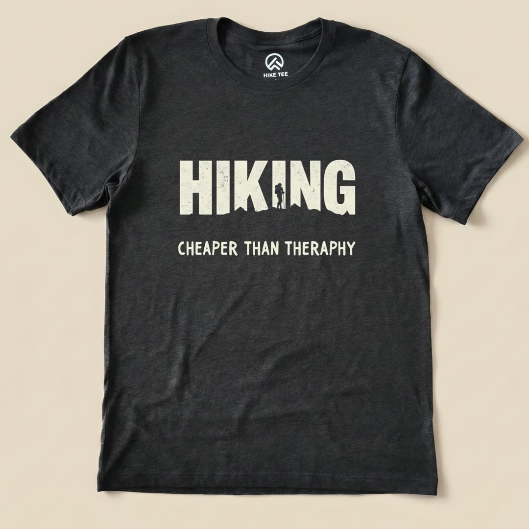 Hiking - Cheaper Than Therapy Hike Tee T-Shirt Dark Grey Heather / S