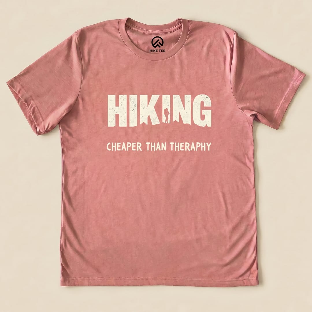 Hiking - Cheaper Than Therapy Hike Tee T-Shirt Heather Mauve / S