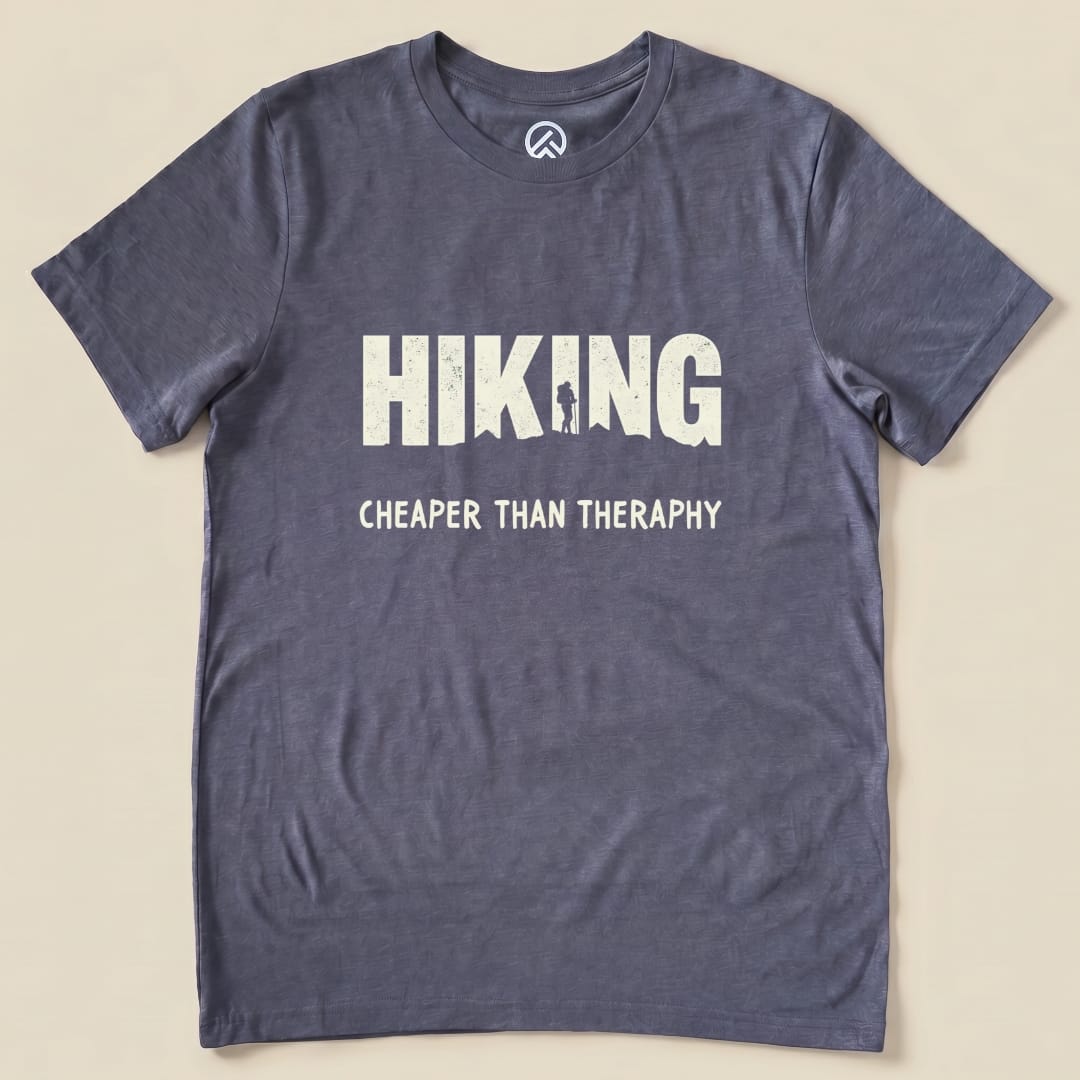 Hiking - Cheaper Than Therapy Hike Tee T-Shirt Heather Navy / S