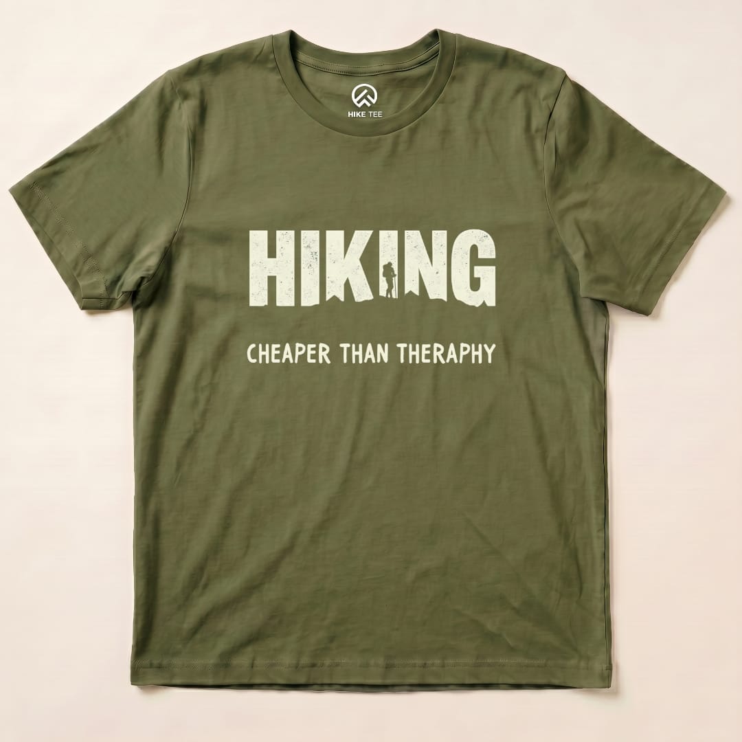 Hiking - Cheaper Than Therapy Hike Tee T-Shirt Military Green / S