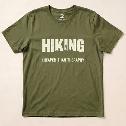 Hiking - Cheaper Than Therapy Hike Tee T-Shirt Military Green / S