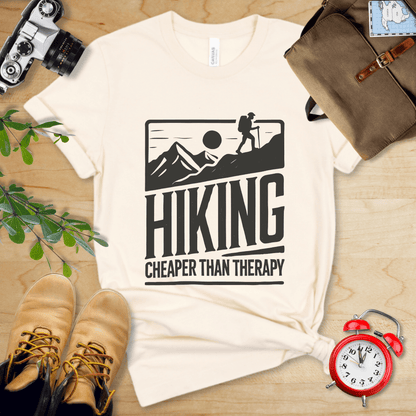 Printify T-Shirt Natural / S Hiking Cheaper Than Therapy