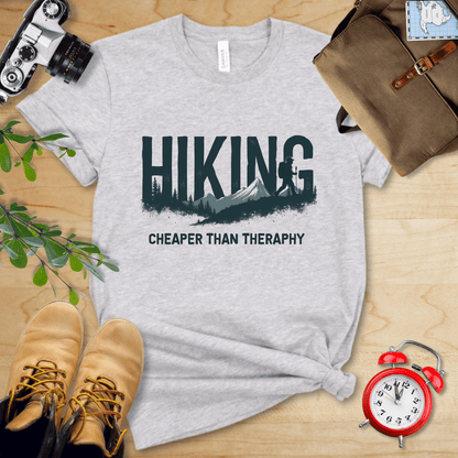 Printify T-Shirt Athletic Heather / S Hiking - Cheaper then Therapy Shirt