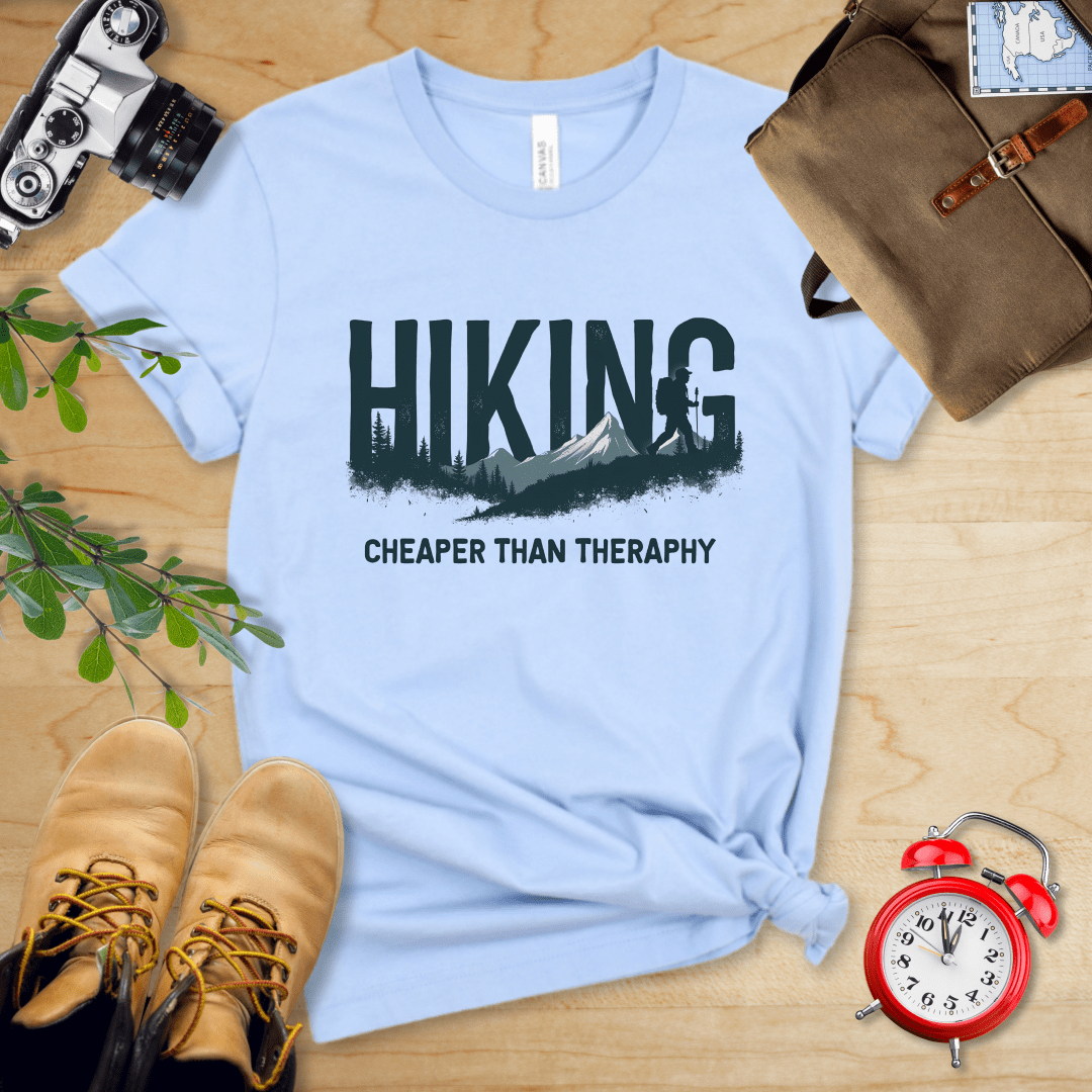 Printify T-Shirt Baby Blue / S Hiking - Cheaper then Therapy Shirt