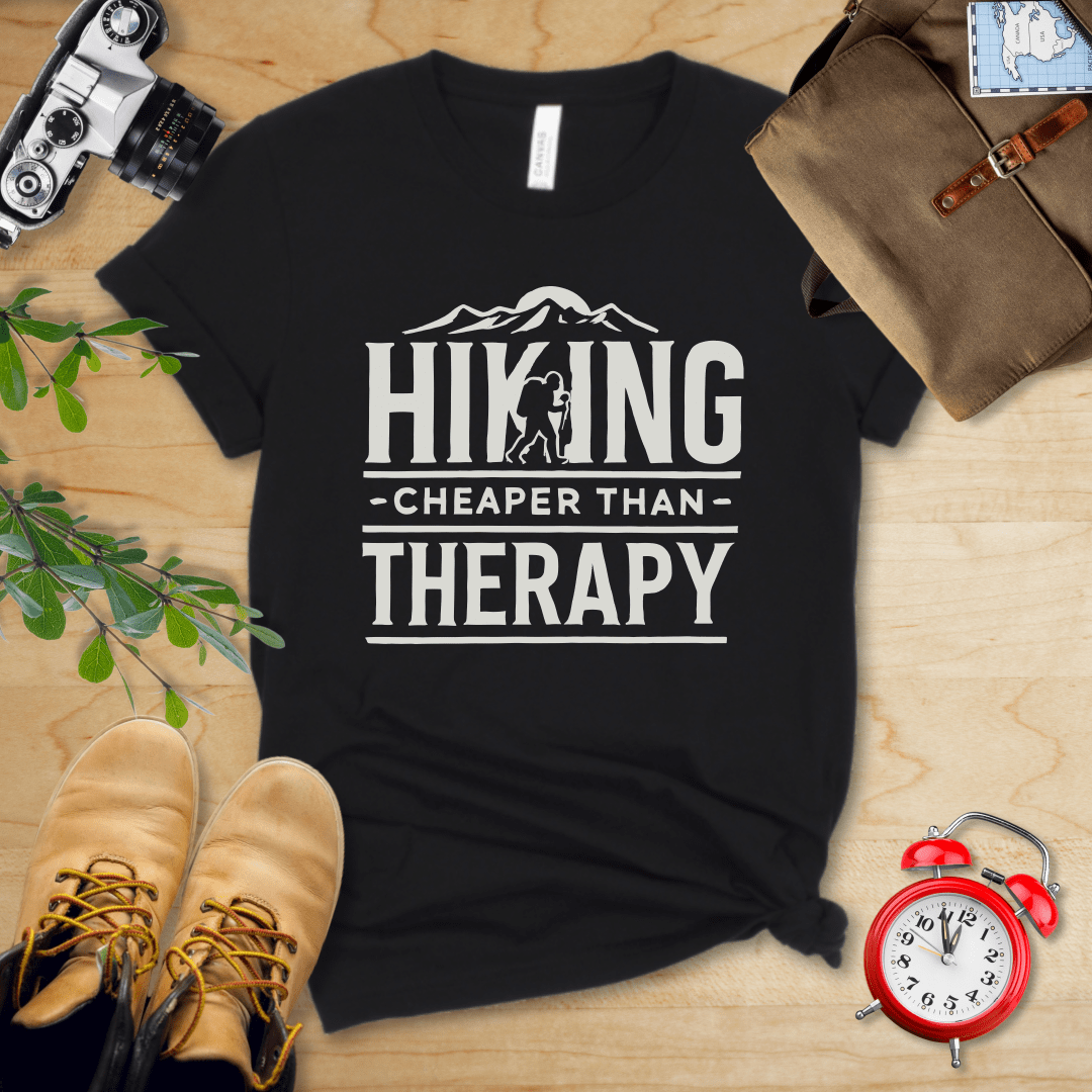 Printify T-Shirt Black / S Hiking Cheaper Then Therapy Shirt