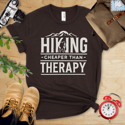 Printify T-Shirt Brown / S Hiking Cheaper Then Therapy Shirt