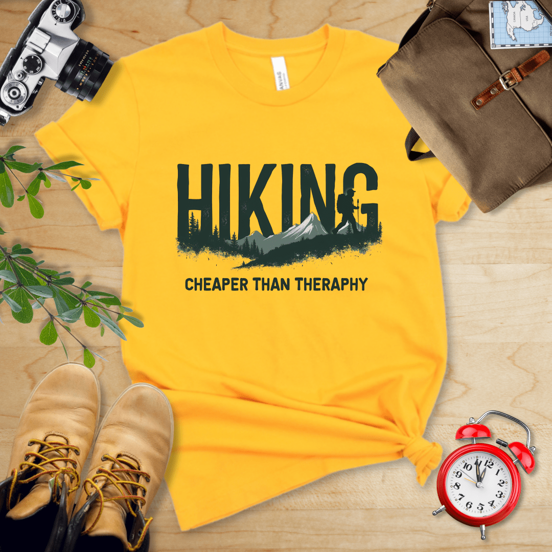 Printify T-Shirt Gold / S Hiking - Cheaper then Therapy Shirt